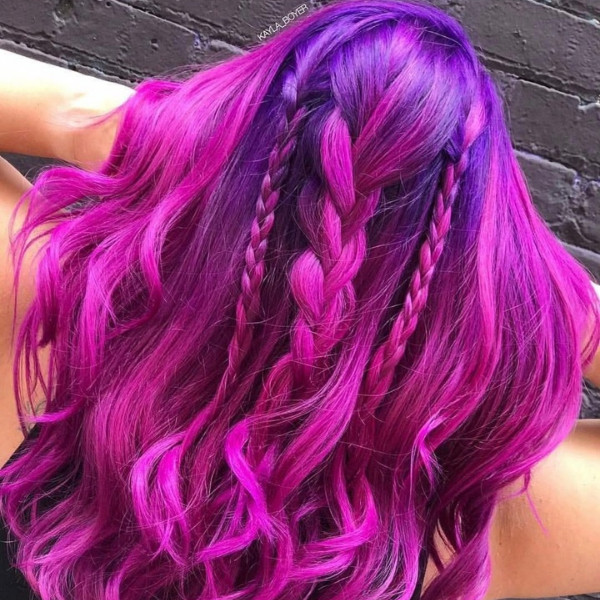 Deep Purple Base With Pink Highlights — Pink and Purple Hair