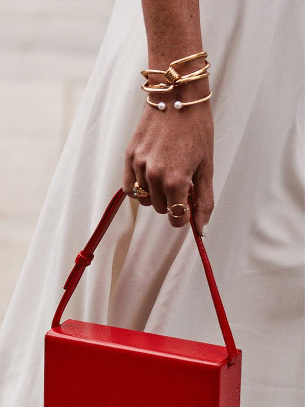 Sculptural Gold Cuffs with Pearl Accents — Bangle Stacks