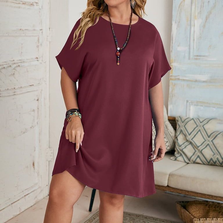 Medium Blue Denim Dress with Fit-and-Flare Silhouette — Plus Size Dresses
