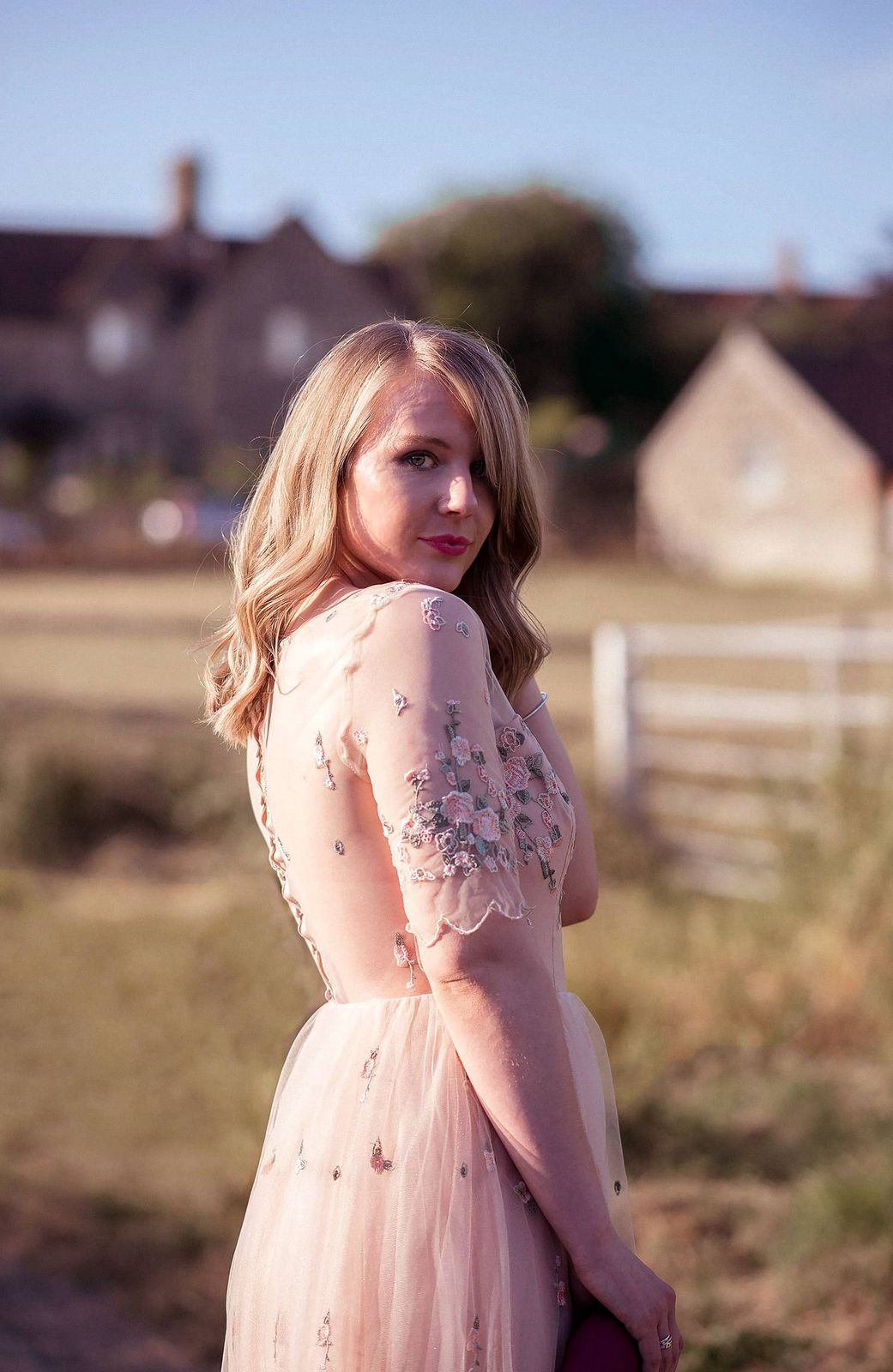 Blush Pink Embroidered Sheer Dress — Garden Party Outfits