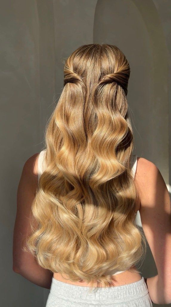 Honey Blonde Twisted Half-Up — Prom Hair Down