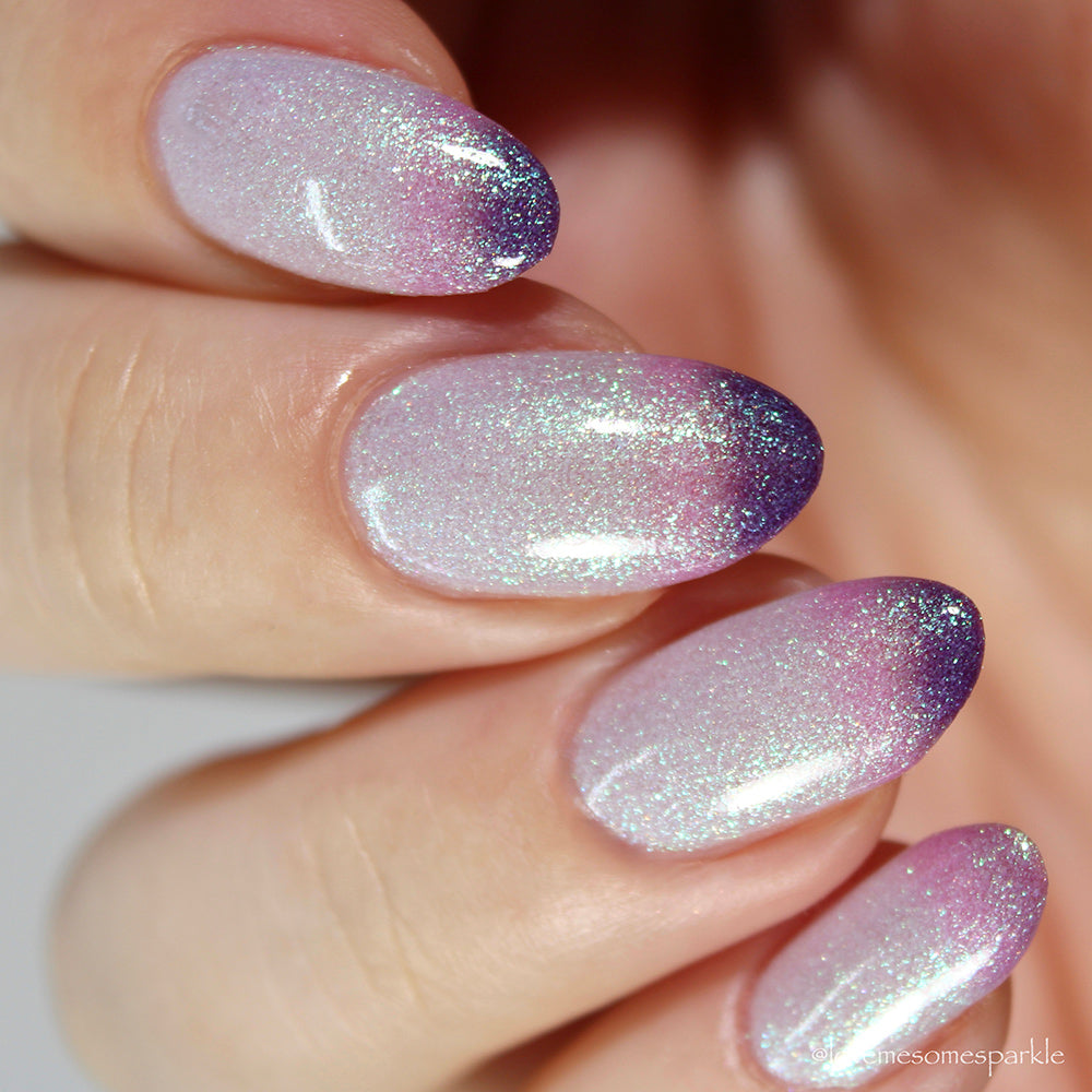 Shimmery Pink to Glitter Purple Oval Shimmery Pink to Glitter Purple Oval — Thermal Nails