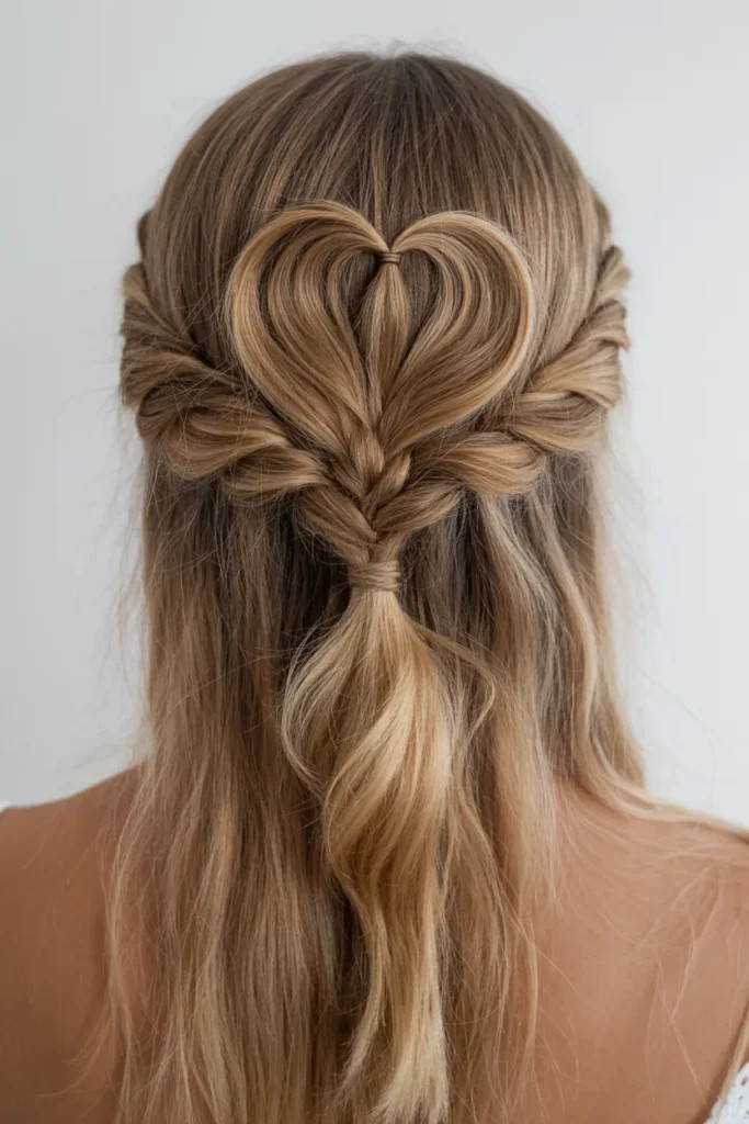 Heart-Shaped Braid Prom Hairstyle — Prom Half Up Half Down