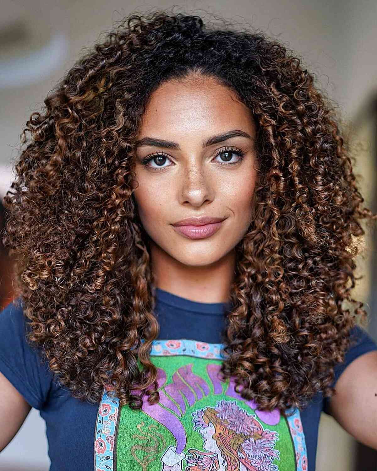 Shoulder-Length Visual Idea — Balayage Curly Hair