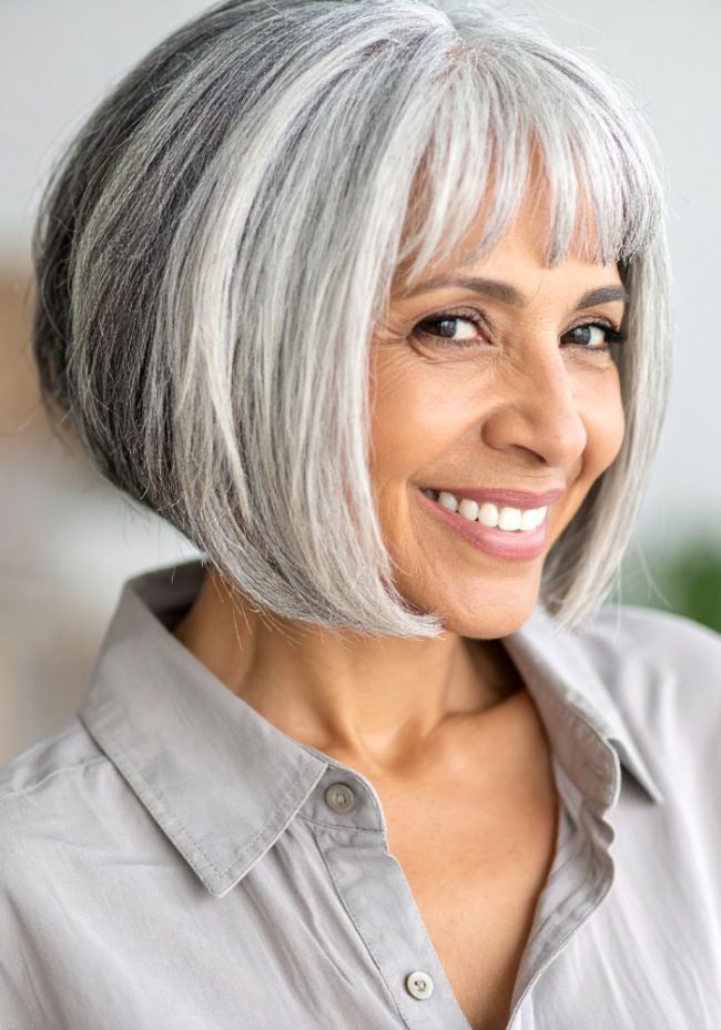 Gray Bob With Dark Undertones — Bob with Bangs