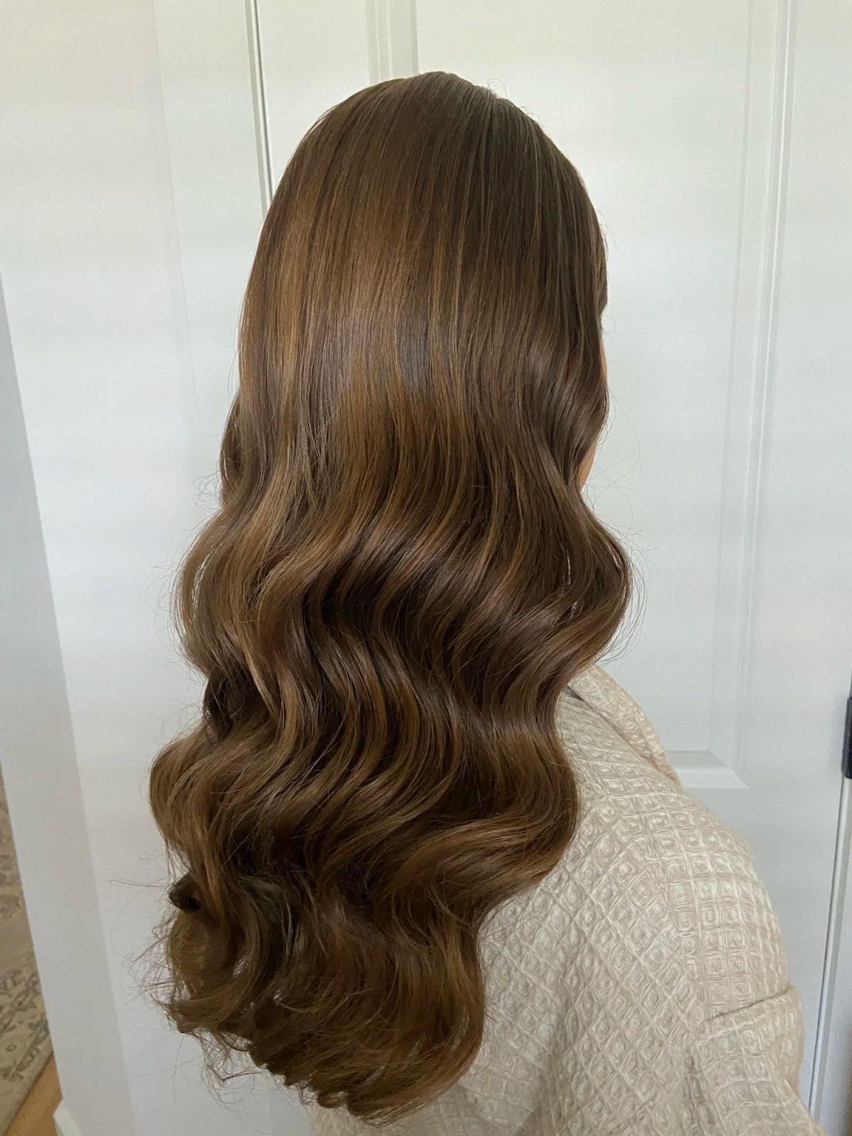 Cascading Mid-Back Voluminous Waves — Wedding Hair Down