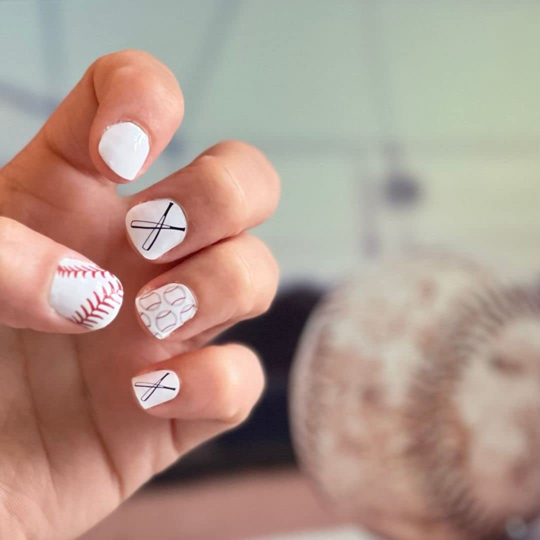 Short Square Baseball Stitch and Bats Short Square Baseball Stitch and Bats — Baseball Mom Nails