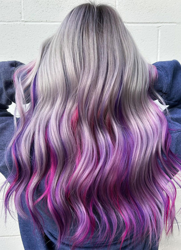 Silver Base With Purple Pink Gradient Silver Base With Purple Pink Gradient — Unicorn Hair