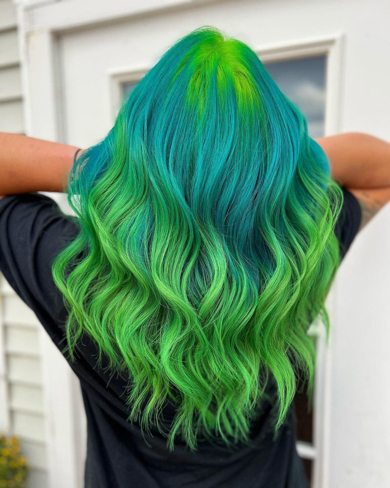 Vibrant Neon Green Ombre Waves Vibrant Neon Green Ombre Waves — Neon Green Hair