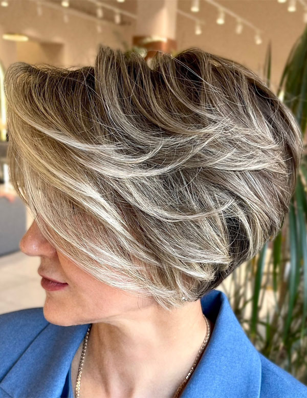 Angled Balayage Blowout Lob Angled Balayage Blowout Lob — Hairstyles for Women Over 40