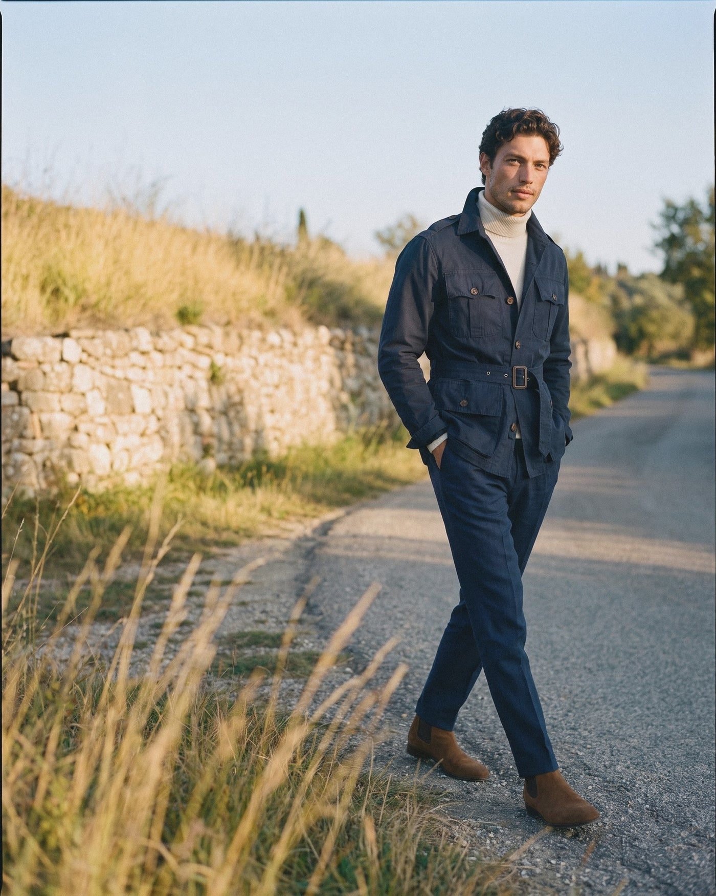 Belted Utility Jacket and Turtleneck for Smart Outdoor Casual Belted Utility Jacket and Turtleneck for Smart Outdoor Casual — Old Money Outfits for Men