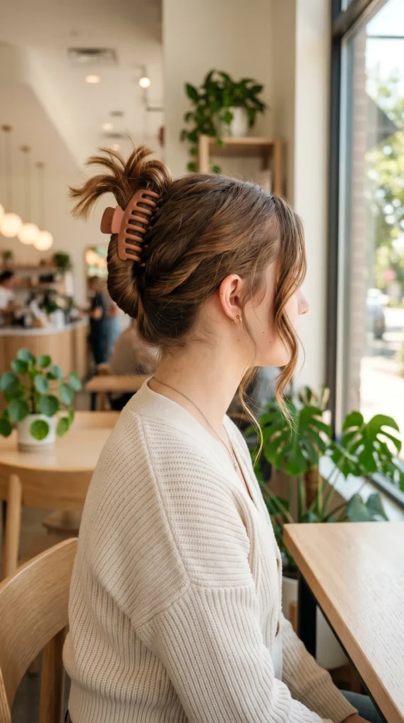 Casual Messy Bun with Loose Tendrils