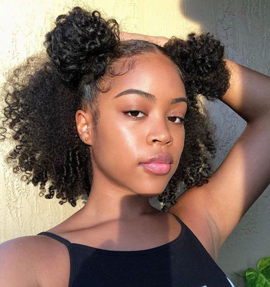 Shoulder Visual Idea — Space Buns Natural Hair