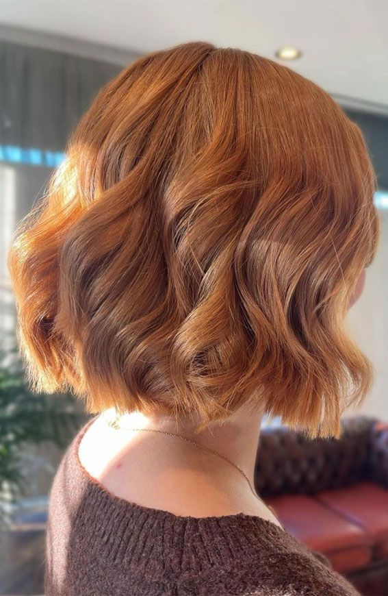 Vibrant Copper Chin Bob Back View Vibrant Copper Chin Bob Back View — Natural Hair Bob