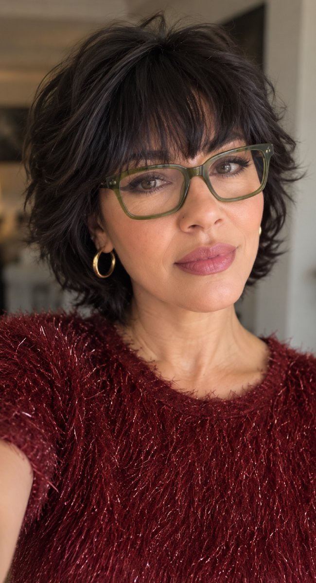 Shaggy Bob With Blunt Bangs — Haircuts with Glasses
