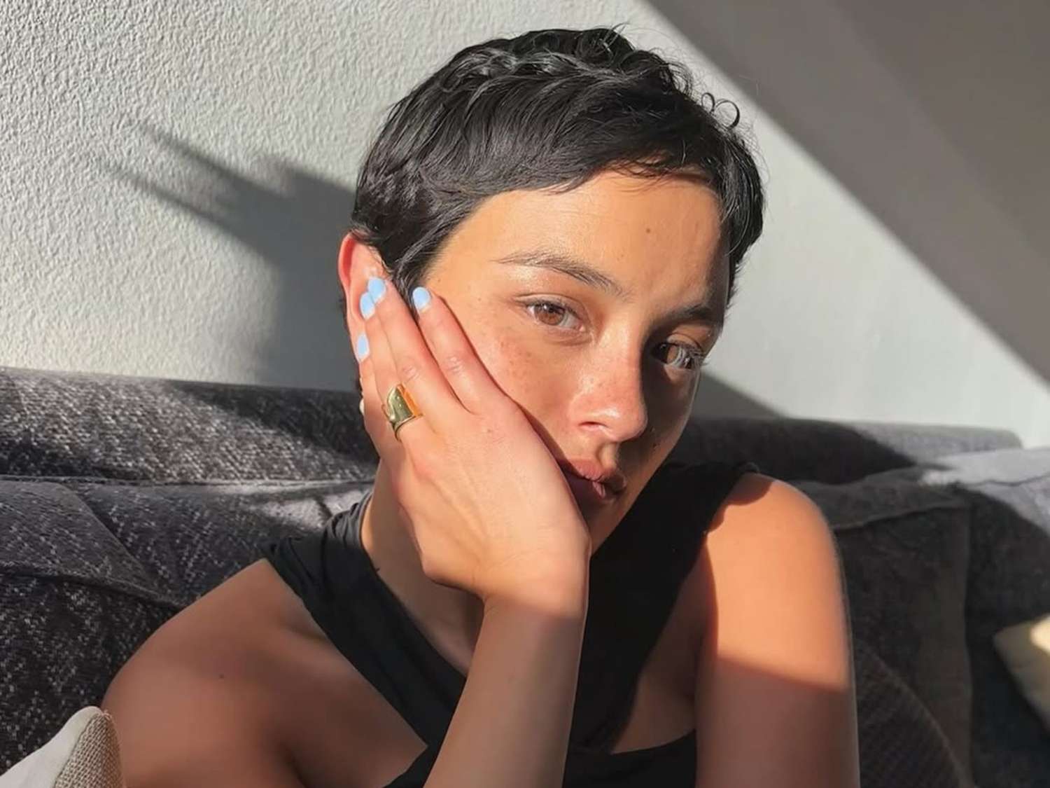 Black Pixie With Short Straight Bangs Black Pixie With Short Straight Bangs — Short Hair with Bangs