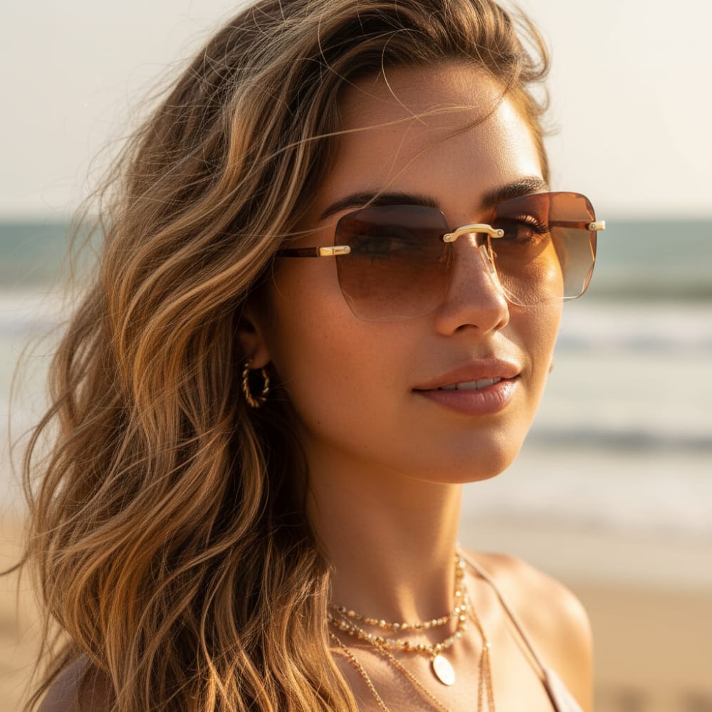 Oversized Square Sunglasses in Brown