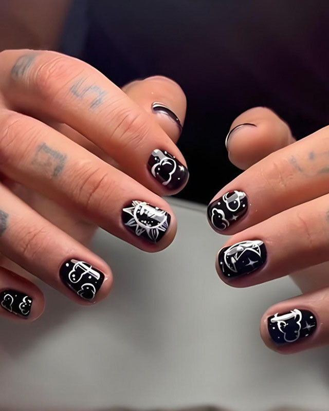 White Celestial Sun Moon Nails White Celestial Sun Moon Nails — Mens Nails