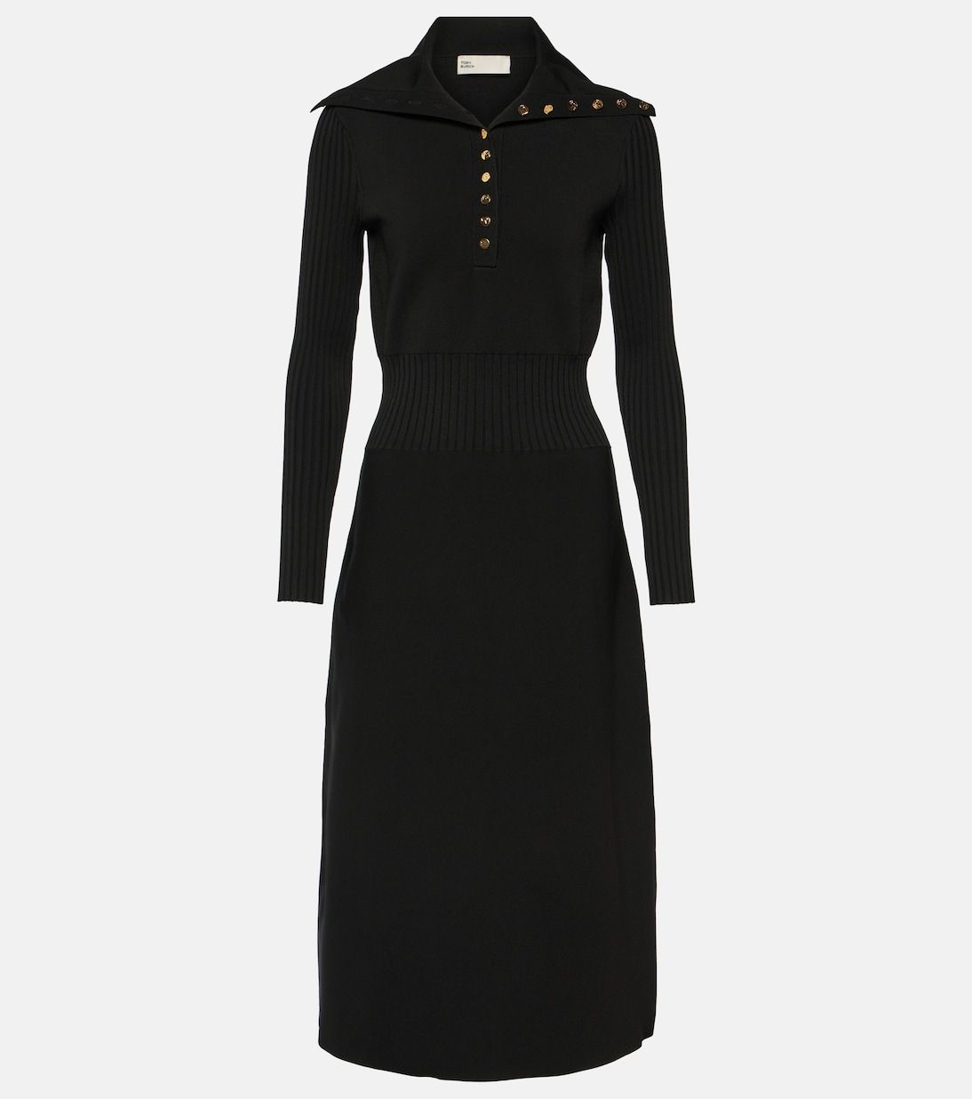 Knit Polo Sweater Dress with Gold Button Details Knit Polo Sweater Dress with Gold Button Details — Tory Burch Outfits