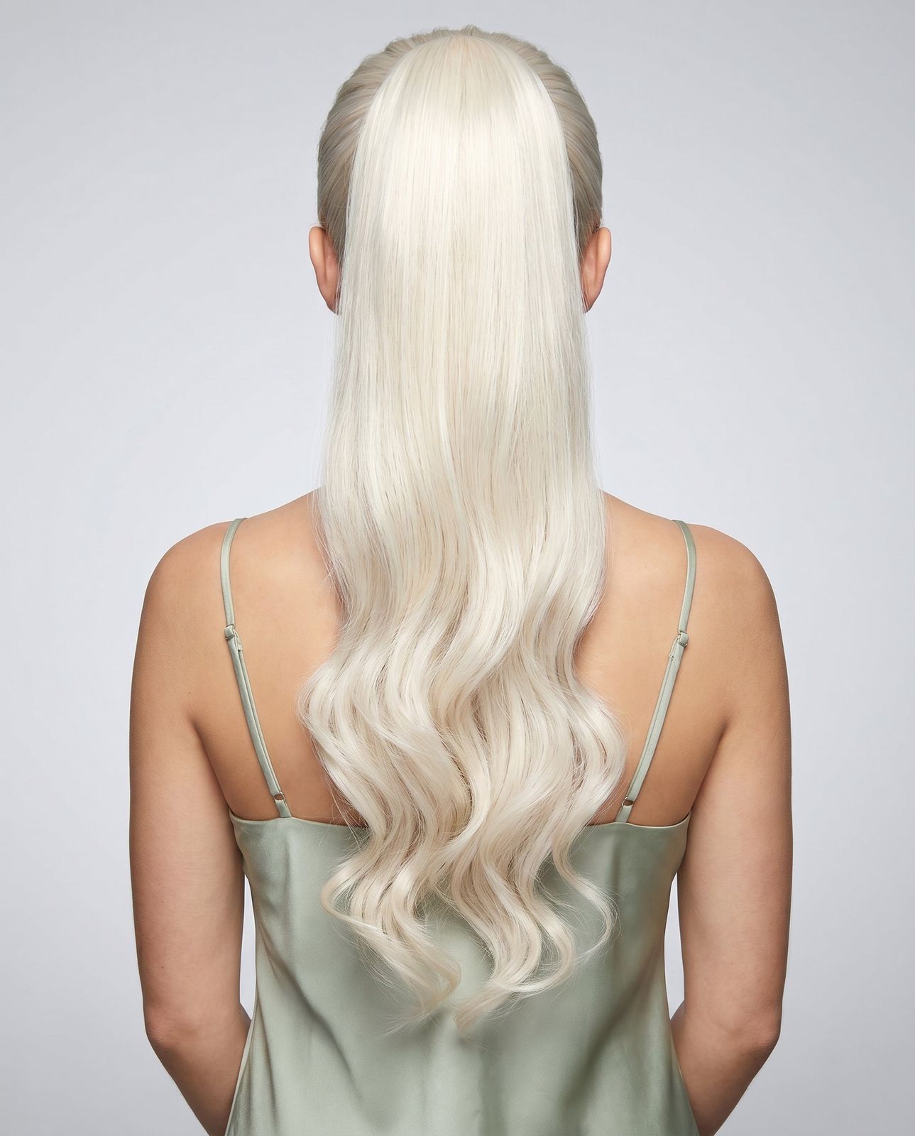Sleek Platinum Blonde Ponytail — Ponytail with Extensions