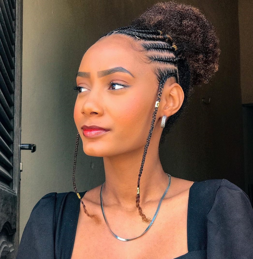 High Updo With Braids and Beads — Natural Hair Bun