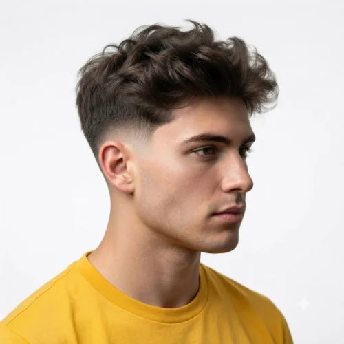 Short On Sides Longer On Top Taper Fade With Voluminous Wavy Top — Fluffy Hair Men