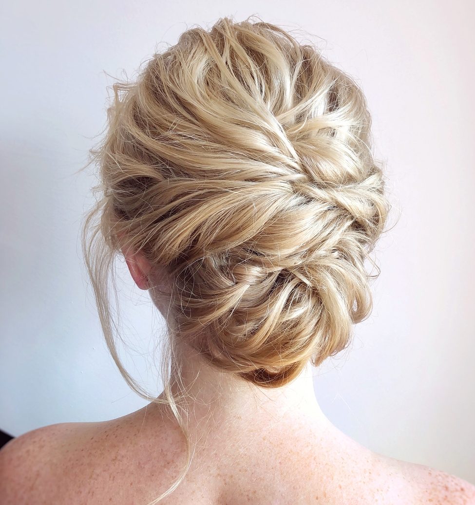 Textured Twisted Updo with Face-Framing Wisps — Updos for Medium Hair