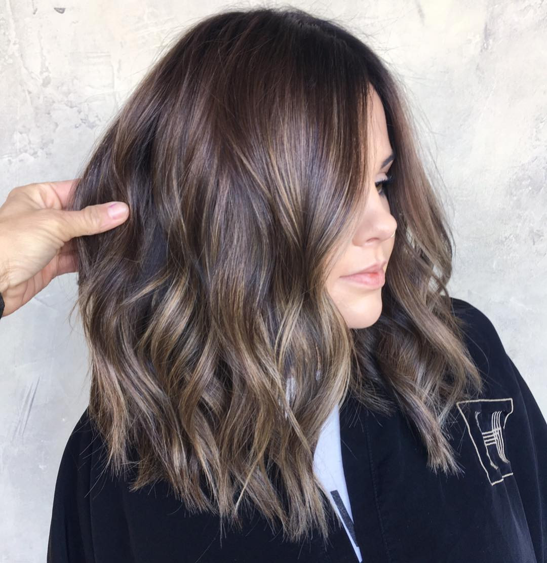 Lob With Layers Visual Idea Lob With Layers Visual Idea — Highlights on Brown Hair