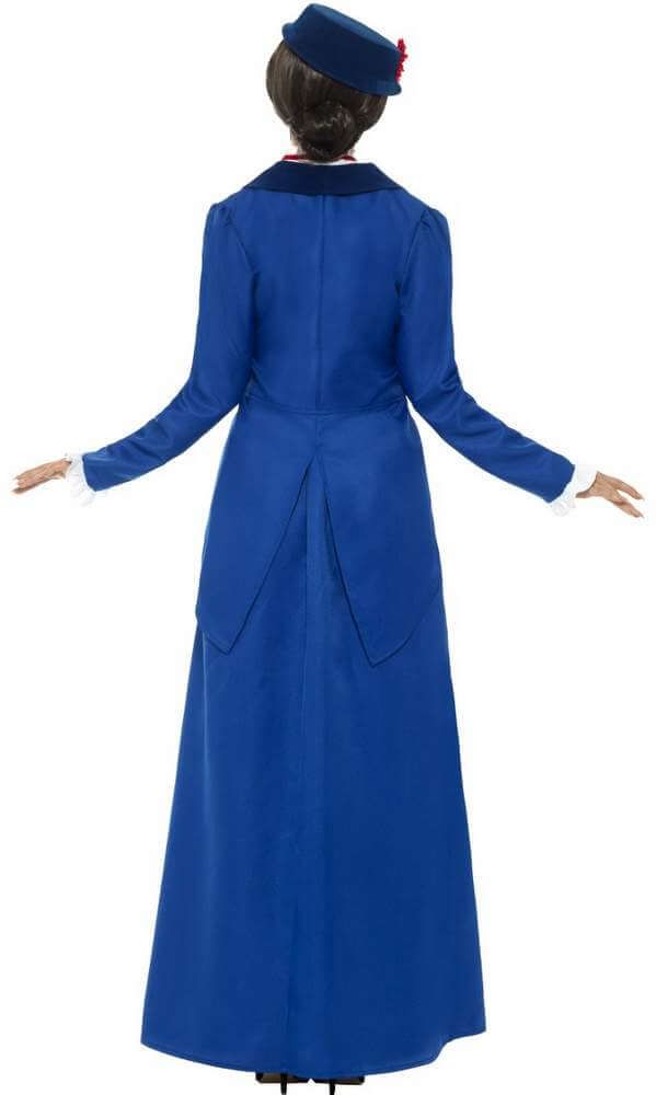 Victorian Nanny Costume: Blue Coat Dress with Red Bow Tie Victorian Nanny Costume: Blue Coat Dress with Red Bow Tie — Nanny Outfits