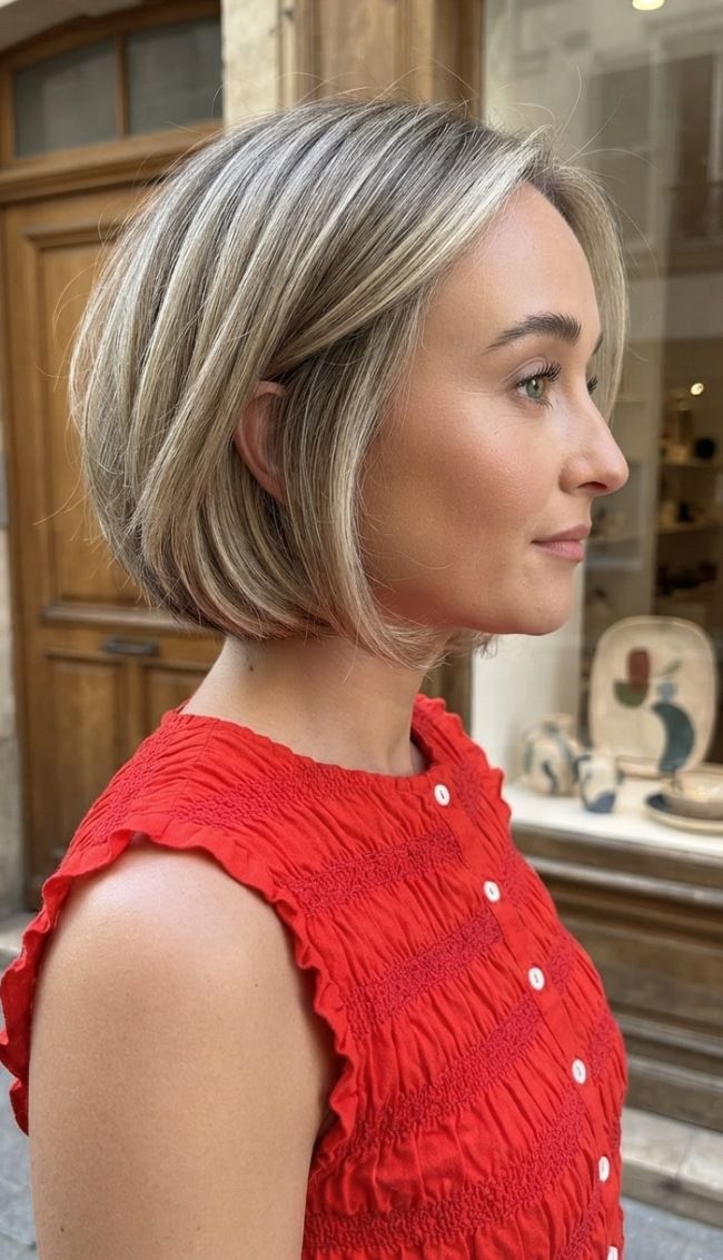 No Bangs Visual Idea — Stacked Bob