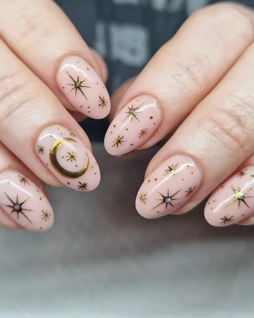 Neutral Visual Idea Neutral Visual Idea — Moon and Stars Nails