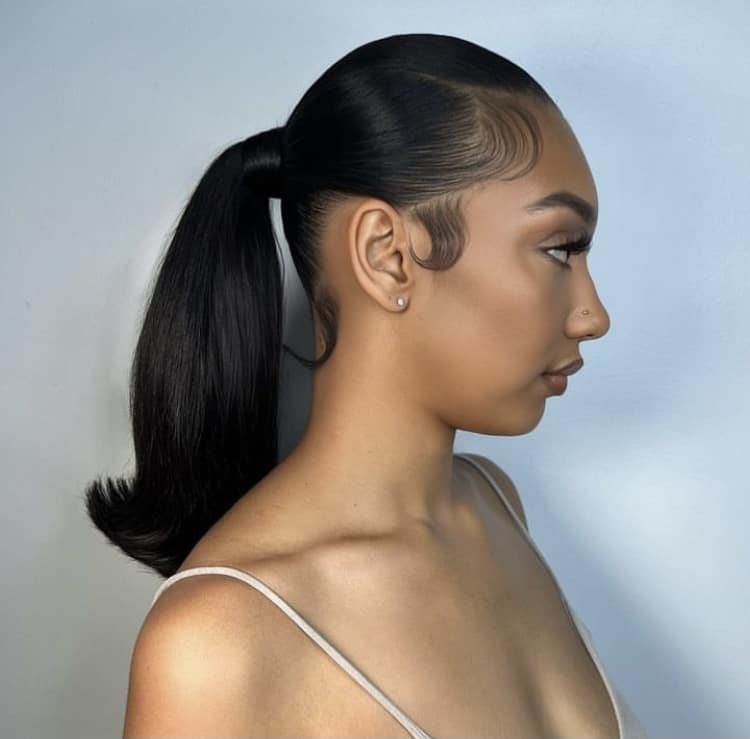 Sharp Sleek Low Ponytail — Ponytail Hairstyles for Black Women