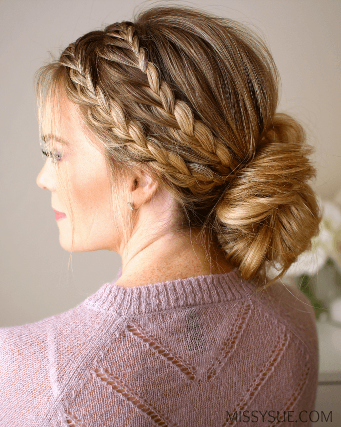 Ash Blonde Combination Braids and Bun — Braided Updo
