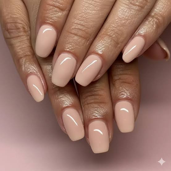 Glossy Nude Pink Short Oval Perfection — Interview Nails