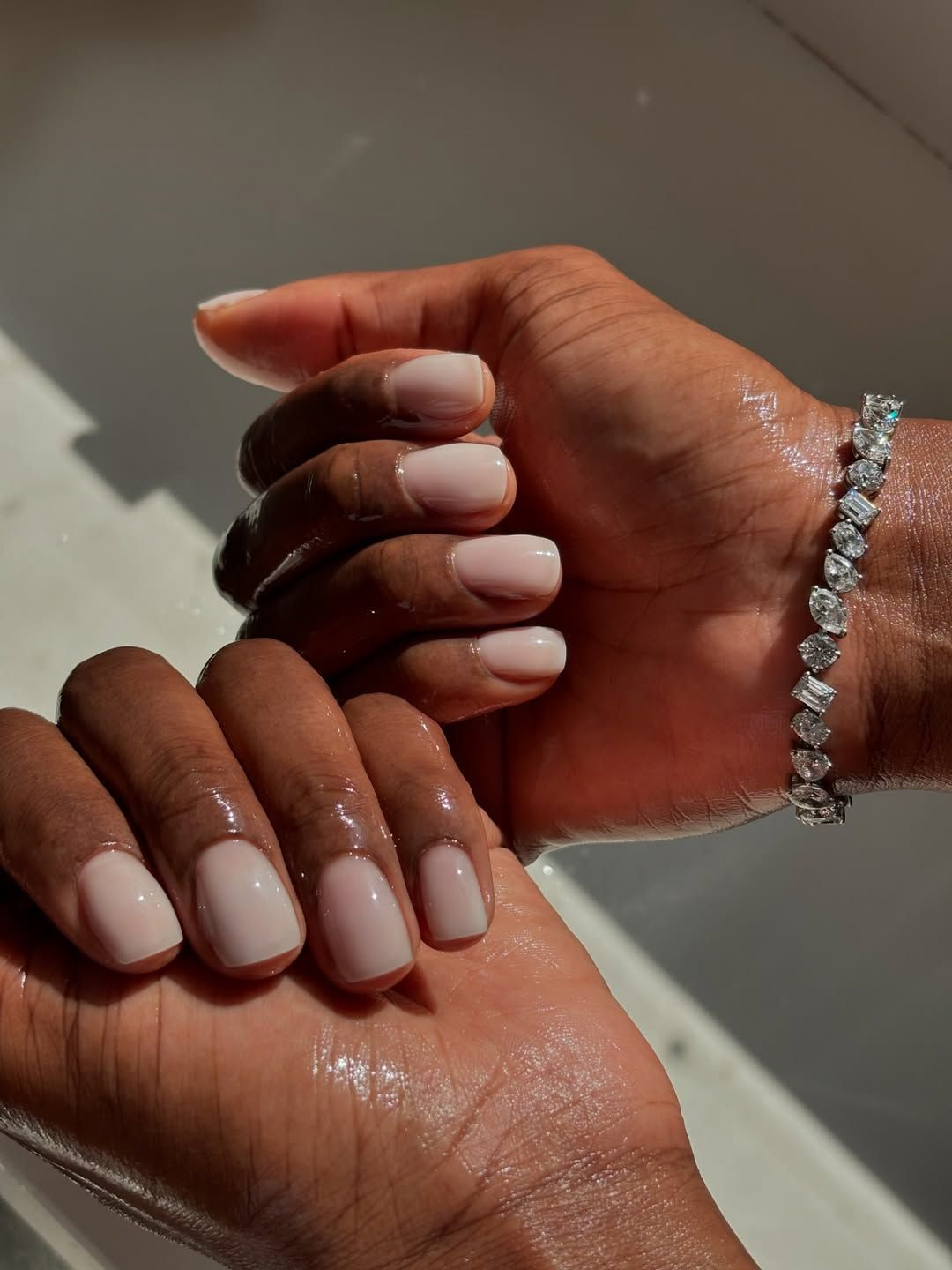 Nude Base With White Tips Visual Idea Nude Base With White Tips Visual Idea — Nails for Wide Nail Beds