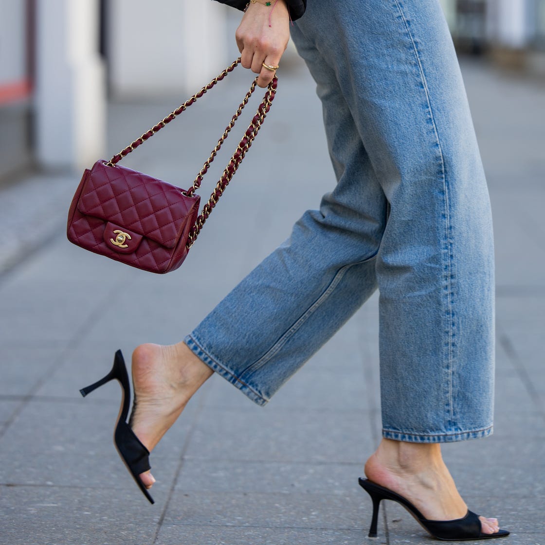 Quilted Burgundy Leather Bag with Chain Strap — Designer Bags