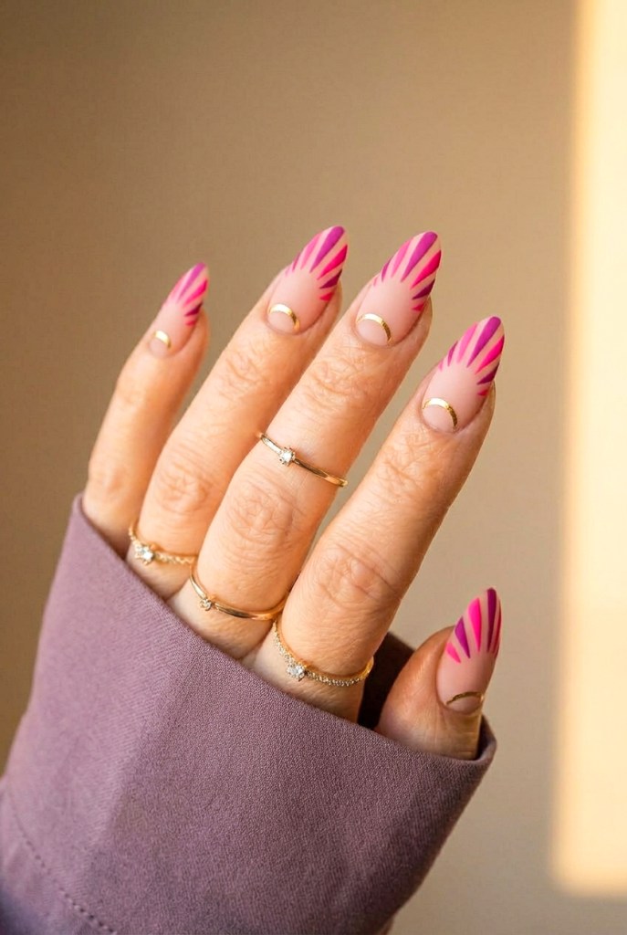Translucent Hot Pink Marble Nails — Hot Pink Nails