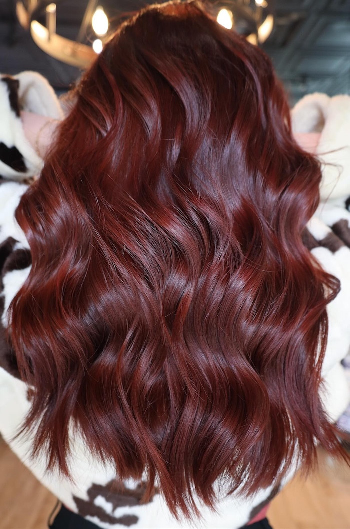 No Bangs Visual Idea — Ruby Red Hair
