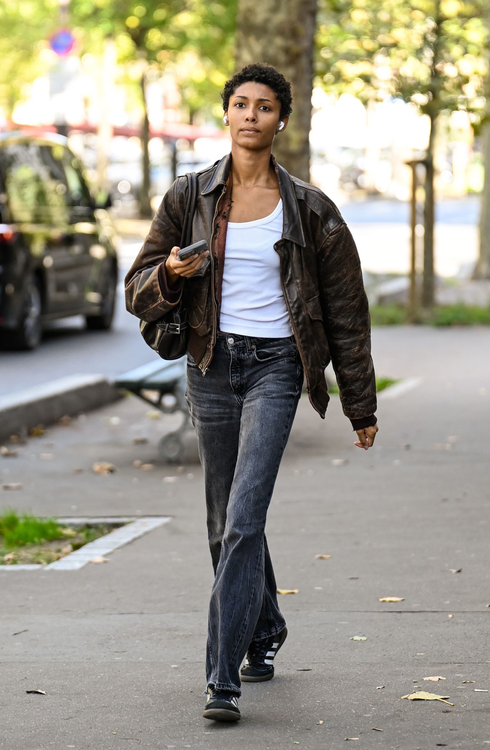 Leather Bomber Jacket and Straight Leg Jeans — Straight Leg Jeans Outfits