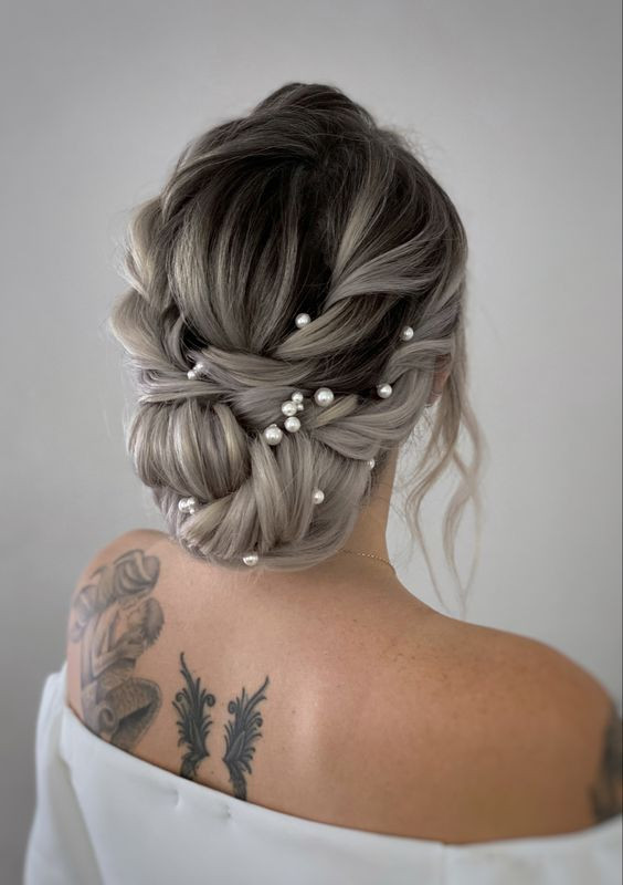 Ash Blonde Updo With Pearl Pins — Bridal Hair Accessories