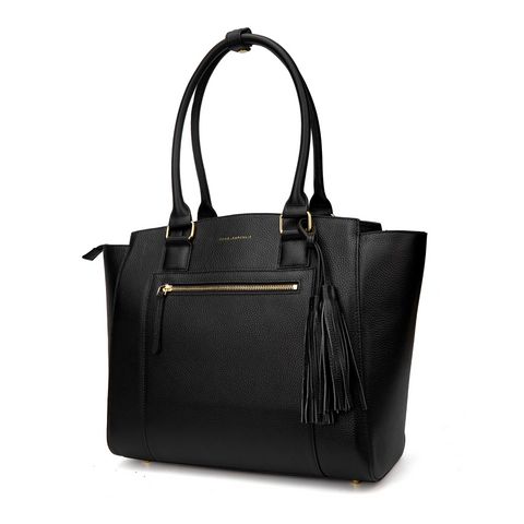Pebbled Leather Tote with Tassel Detail — Laptop Bags for Women