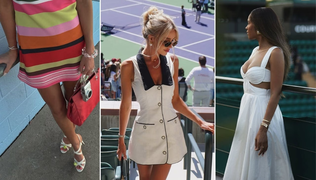 Beige Ribbed Knit Polo Dress for a Sophisticated Tennis Outfit — Tennis Match Outfits