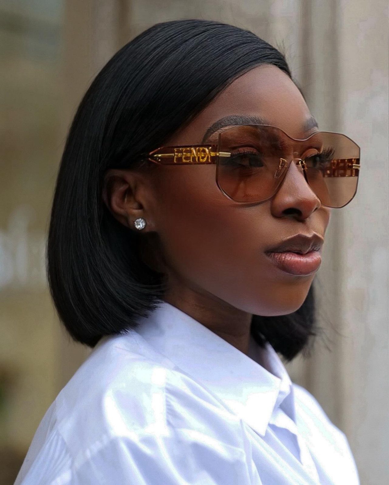 Sharp Black Chin Bob No Bangs Sharp Black Chin Bob No Bangs — Bob with Glasses
