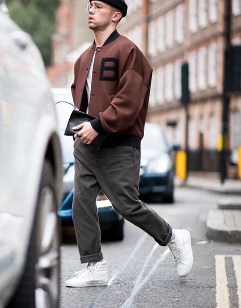 Oversized Bomber Jacket with Relaxed Trousers — Mens Streetwear Outfits