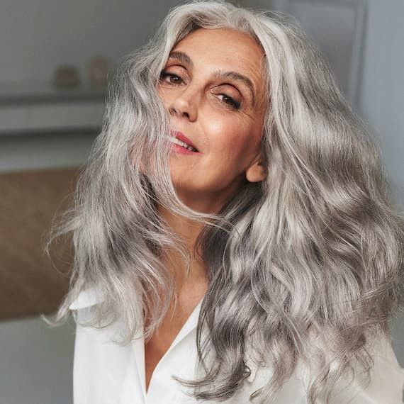 Long Layers Visual Idea — Salt and Pepper Hair