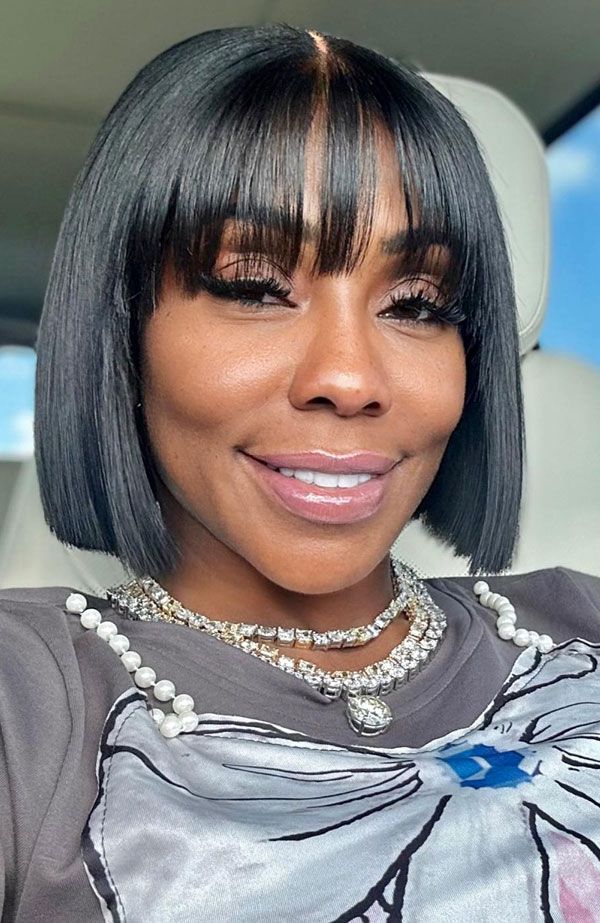 Thick Black Blunt Bob With Blunt Bangs Thick Black Blunt Bob With Blunt Bangs — Haircuts with Bangs