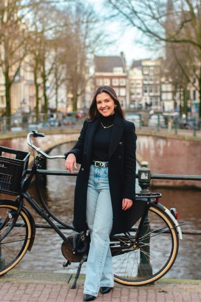 Double-Breasted Coat Over Turtleneck and Wide-Leg Jeans Double-Breasted Coat Over Turtleneck and Wide-Leg Jeans — Amsterdam Outfits