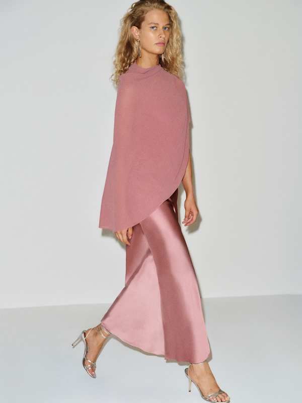 Dusty Rose Silk Slip Dress with Sheer Cape Dusty Rose Silk Slip Dress with Sheer Cape — Silk Dresses