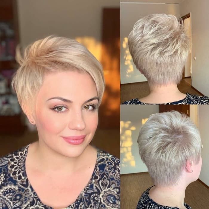 Ash Blonde Pixie With Layered Texture Ash Blonde Pixie With Layered Texture — Pixie Cut for Round Face