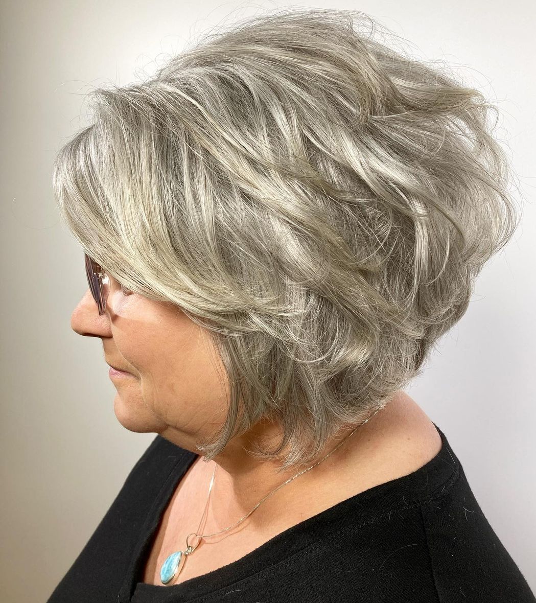 Textured Grey Blonde Bob Textured Grey Blonde Bob — Wash and Go Haircuts